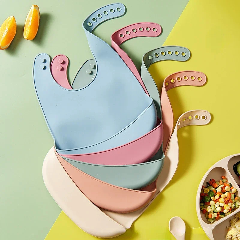 Waterproof Baby Bibs Silicone - 1/2 шт. Детский регулируемый водонепроницаемый слюнявчик