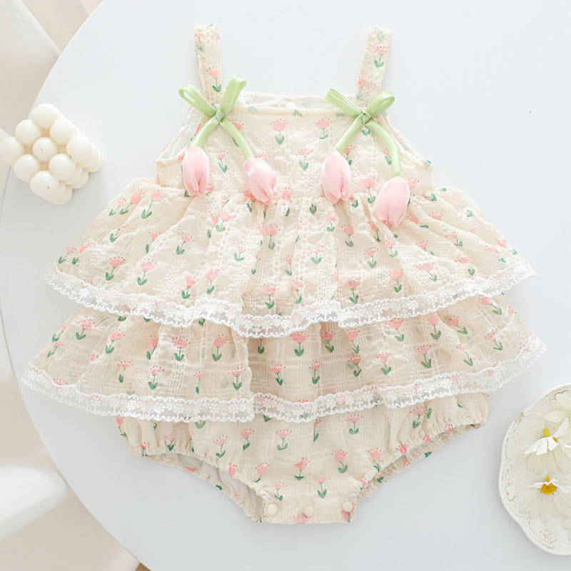 Newborn Baby Girl Romper Floral - Летний комбинезон-боди для девочек 2026 года,
