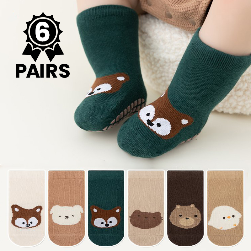 Unisex Baby Socks Non Slip - 6 пар милых детских носков с
