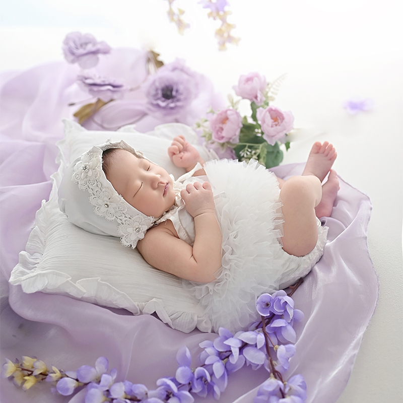 Infant Photography Props Outfit - Набор для фотосессии новорожденных: кружевная шапочка