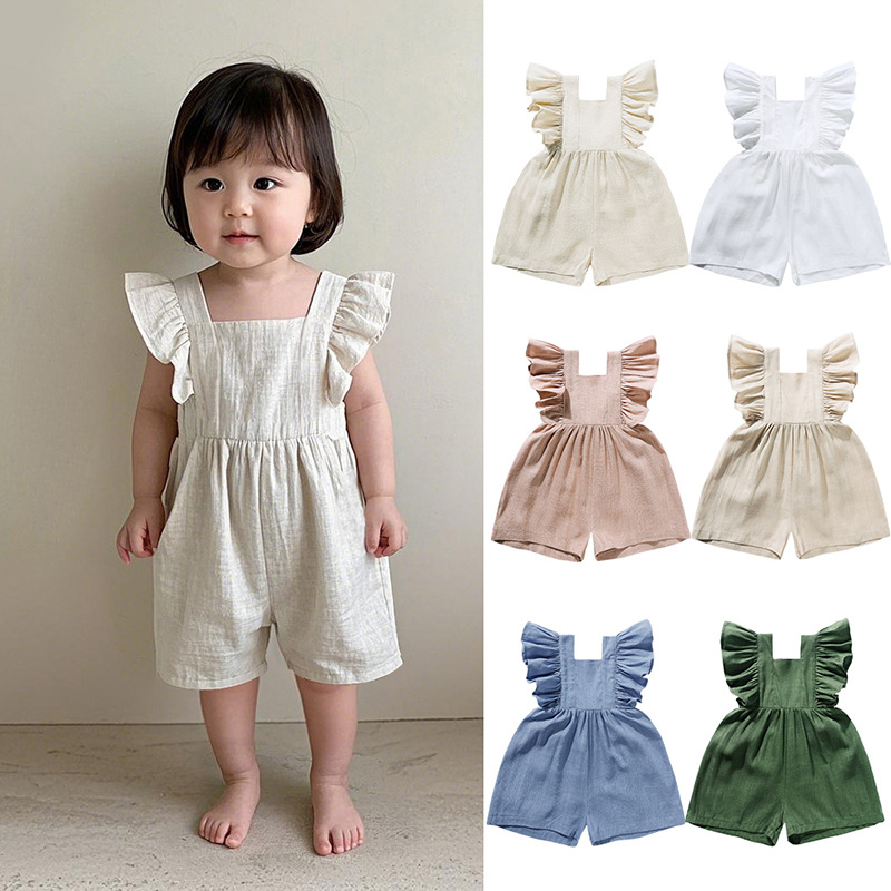 Baby Summer Linen Sleeveless Jumpsuit - Летняя детская одежда унисекс: комбинезоны для