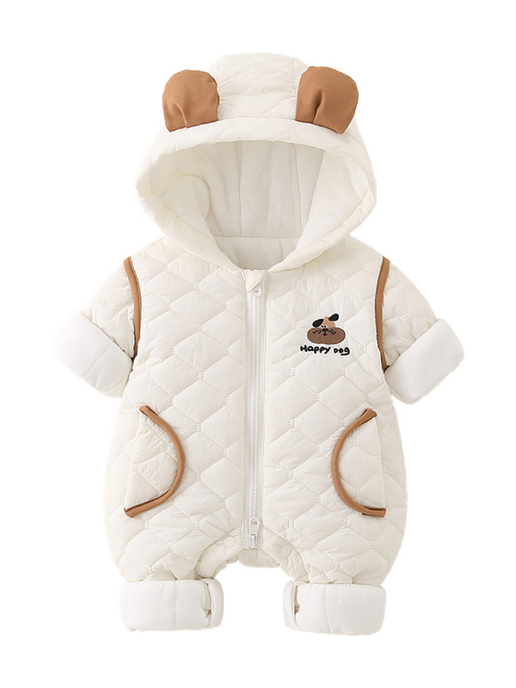 Cotton Baby Onesies Zipper - Теплая хлопковая детская одежда с капюшоном,