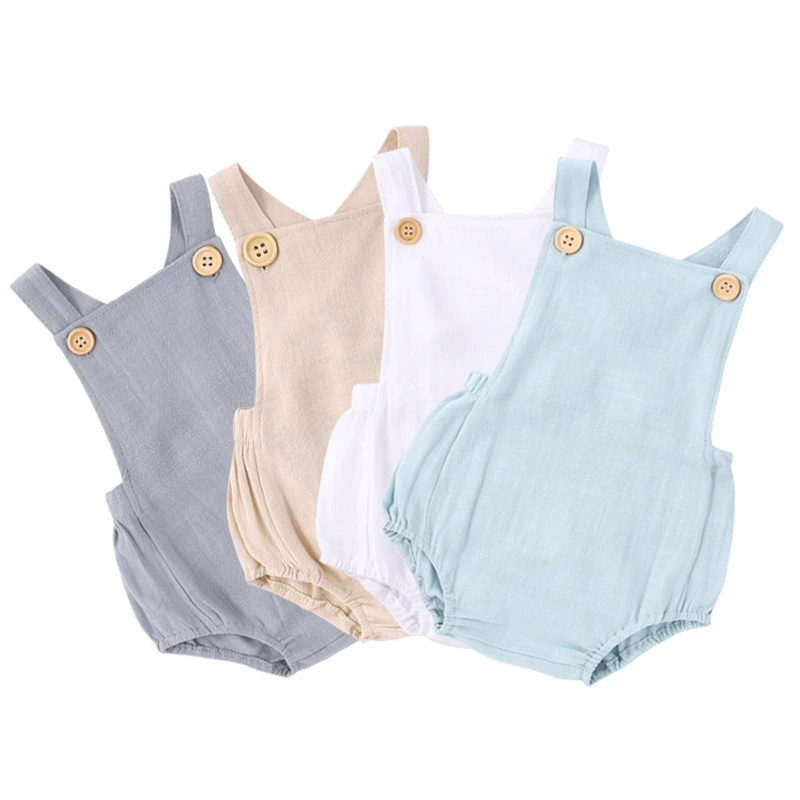 Baby Summer Linen Sleeveless Jumpsuit - Лето 2025 года, комбинезон для новорожденных