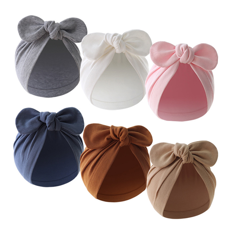 Infant Beanie Hat With Ears - Милая яркая однотонная детская шапочка с