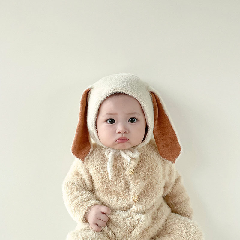 Infant Beanie Hat With Ears - Зимняя плюшевая Детская шапка-Банни с кроличьими