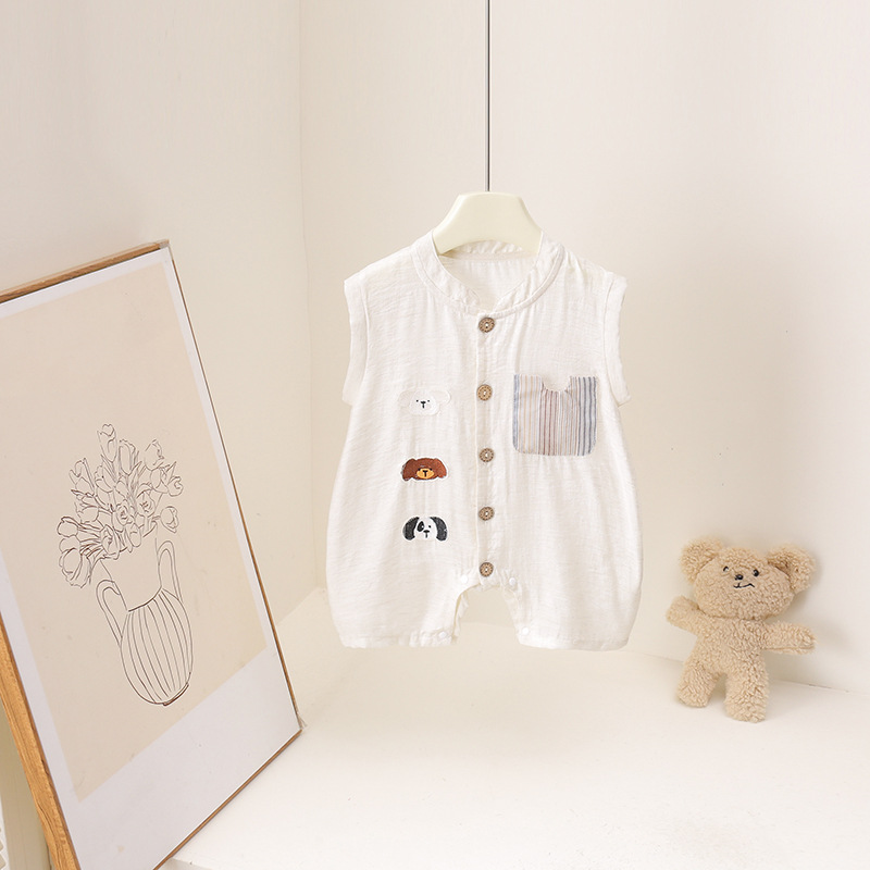 Baby Summer Linen Sleeveless Jumpsuit - Летний комбинезон для маленьких мальчиков, комбинезон