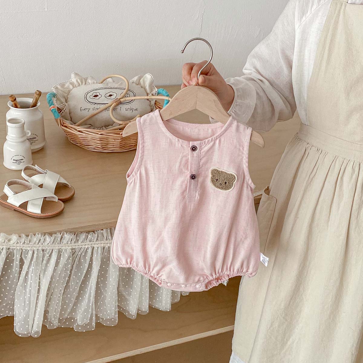 Детский летний комбинезон без  – обзор и цена Baby Summer Linen Sleeveless Jumpsuit