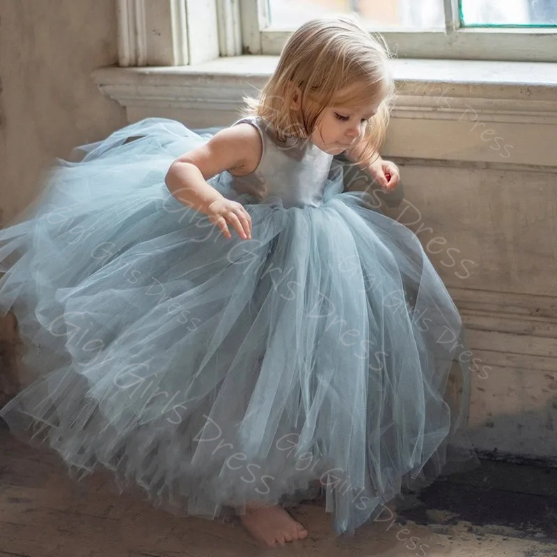 Синее платье с цветочным узоро – обзор и цена Toddler Girl Tulle Party Dress