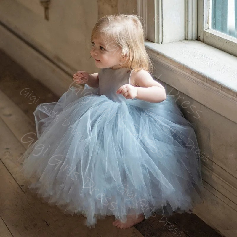Синее платье с цветочным узоро – обзор и цена Toddler Girl Tulle Party Dress
