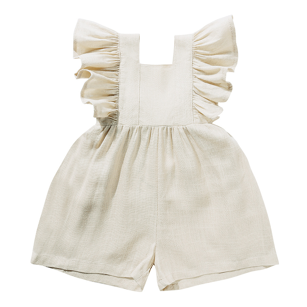 Летняя детская одежда унисекс: – обзор и цена Baby Summer Linen Sleeveless Jumpsuit