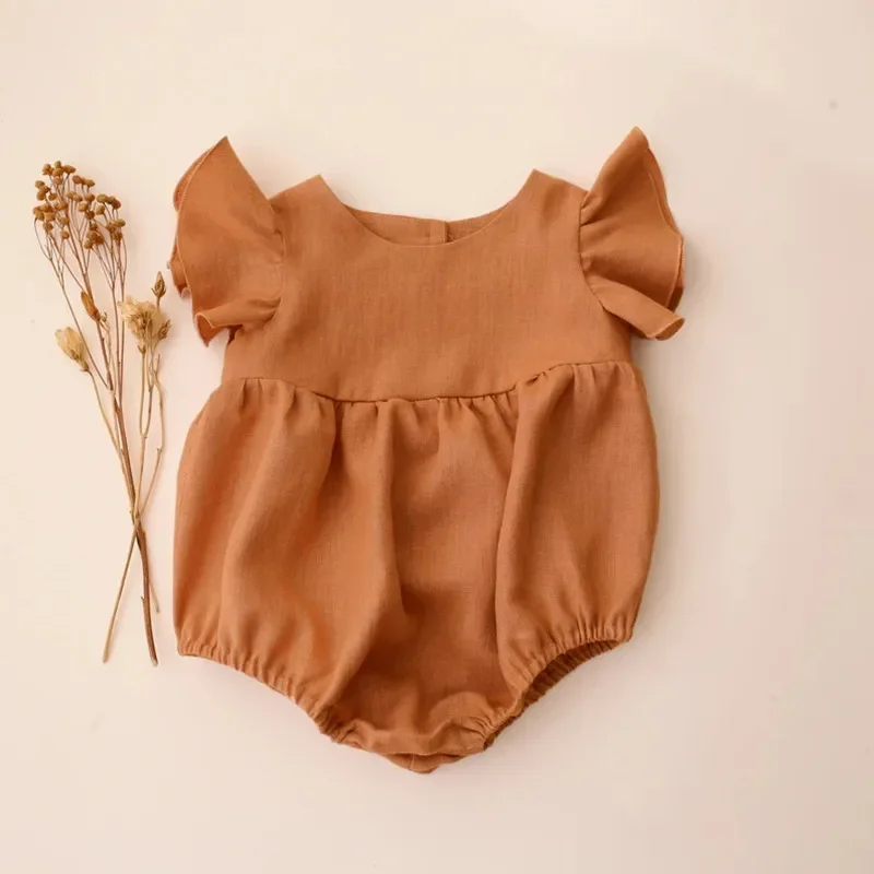Хлопковая льняная одежда для н – обзор и цена Baby Summer Linen Sleeveless Jumpsuit