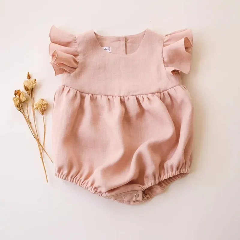 Хлопковая льняная одежда для н – обзор и цена Baby Summer Linen Sleeveless Jumpsuit